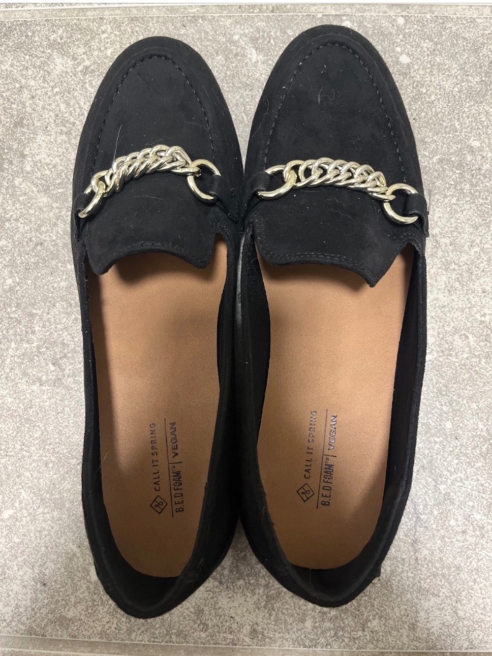 Call It Spring Black Horsebit Loafers Women’s Size 7.5 Vegan Slip On Flats